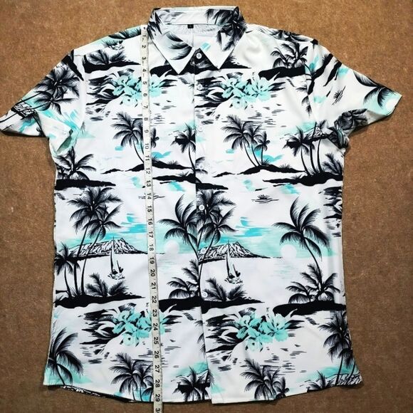 Vacation Palm Short Sleeve Button Up Shirt Mens Large #1 - Picture 5 of 6